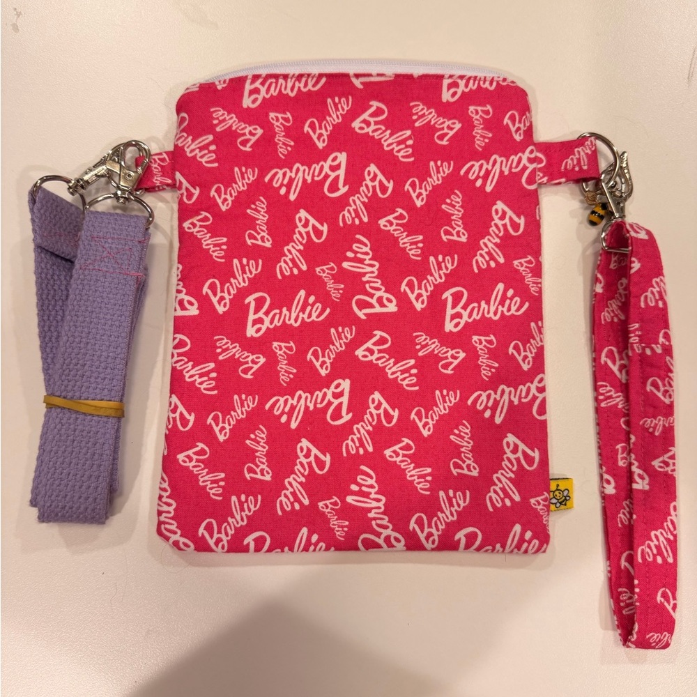 Handmade Pink Barbie Logo Crossbody Bag or Kindle Cover